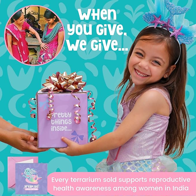 Amitié Lane Girls Mermaid Toys - DIY Light Up Terrarium Kit for Kids - Mermaid Gifts for Girls 5-7, Little Girl Gifts, Crafts for Girls - Birthday Gift for 5 Year Old Girl