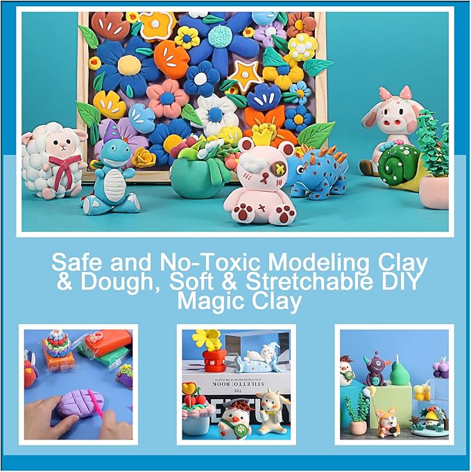 Air Dry Clay kit, EDIFON Modeling Clay Ultra Light Magic Clay with Tools, Safe and Non-Toxic Modeling Clay, Ideal Gift for Kids (48 Colors + Tools)