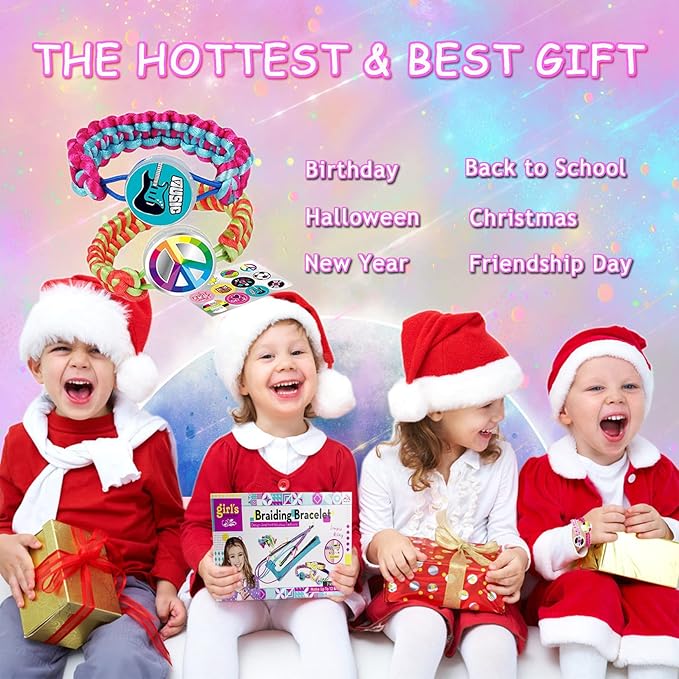 Friendship Bracelet Making Kit Toys, DIY Crafts for Girls Ages 8-12, Hottest Birthday Christmas Gifts for 7 8 9 10 11 12 Years Old Kids, Travel Activities Party Favor Holiday Gift Guide