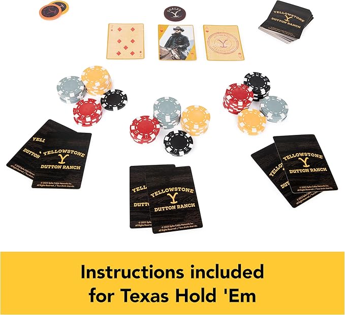 Spin Master Games, Yellowstone, 200-Piece Poker Set with Custom Carrying Case, Dealer & Betting Poker Chips Card Deck, Yellowstone Merchandise, for Adults 16 and up