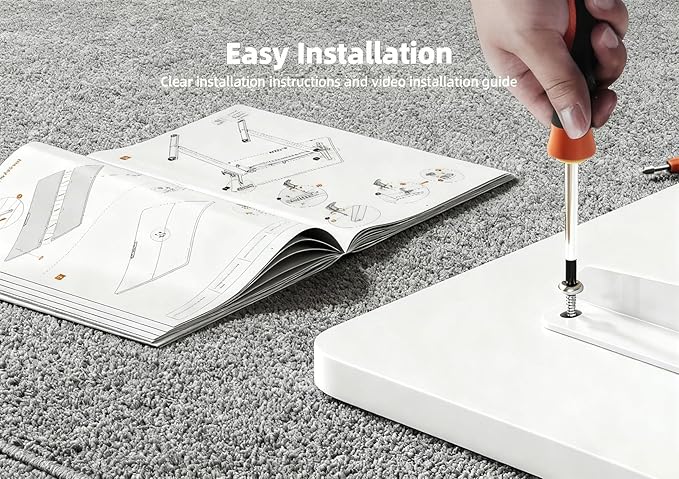 Seang Electric Height Adjustable Standing Desk, 55 x 24 Inch Sit-Stand Desk with T-Shaped Frame, 3 Memory Presets & Cable Management for Home Office Computer Workstation, White Frame/White Top