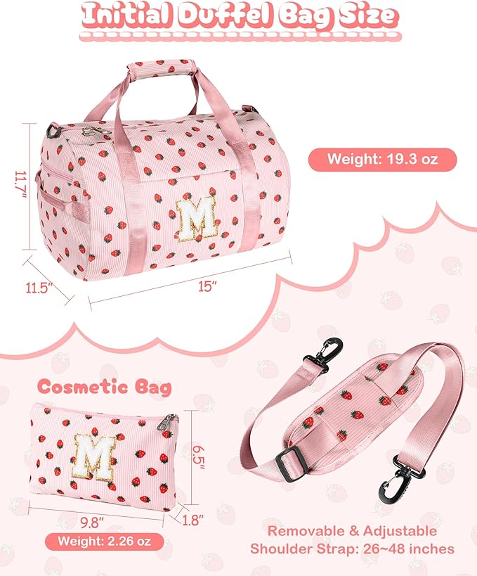 8 Year Old Girl Birthday Gifts, Girls Gym Bag, Kids Personalized Weekend Duffel Bags with Shoe Compartment, Initial Travel Tote with Makeup Bag, Gift Ideas for Niece Sister (Letter O)