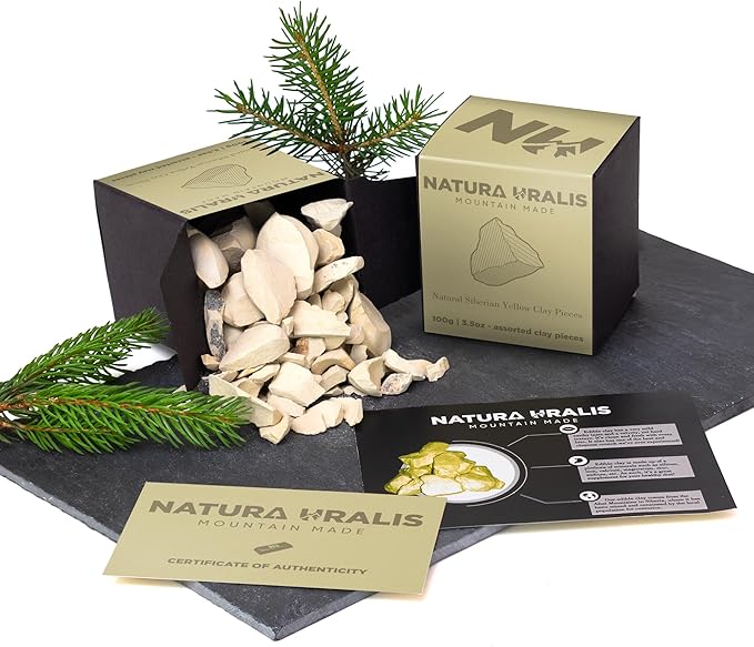 Siberian Yellow Clay | 17.9oz of Natural Yellow Clay, Pastel to Golden Yellow - Amazing Crunch, Satisfying Earthy, Velvety and Firm Texture, ASMR Sensation