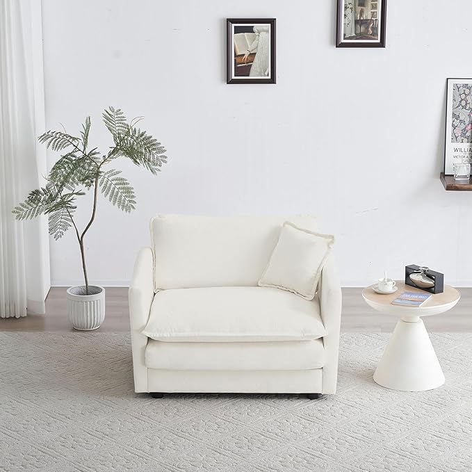 Chenille Oversized Accent Chair - 41.4”W Big Comfy Modular Cloud Chair, Cozy Armchair for Living Room, Bedroom, Kids Room, Family Room, Reading Nook, Ivory Cream