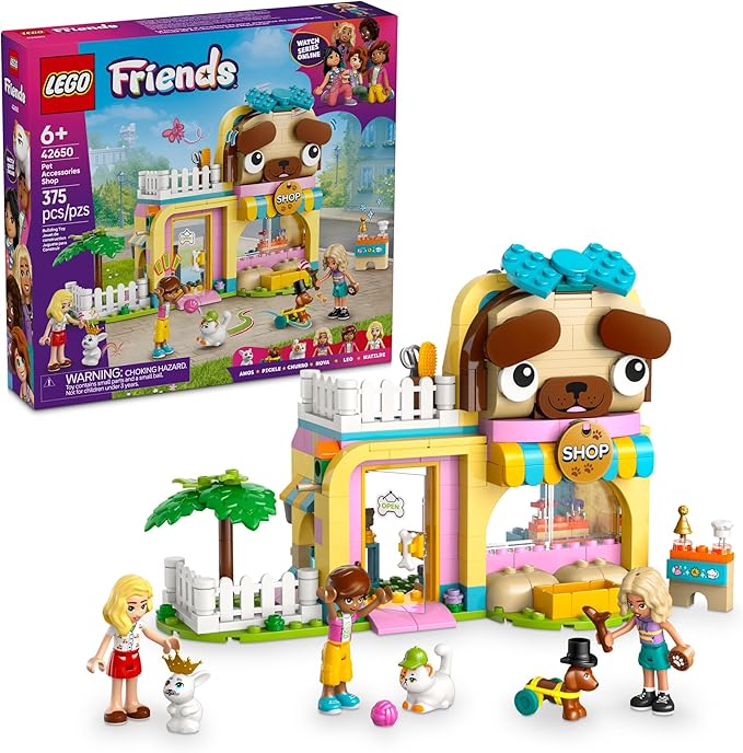 LEGO Friends Pet Accessories Shop Pretend Play Set - Building Toy for Kids, Girls and Boys, Ages 6+ - with 3 Minidolls, Toy Dog, Cat, & Rabbit - Gift Idea for Birthday - 42650
