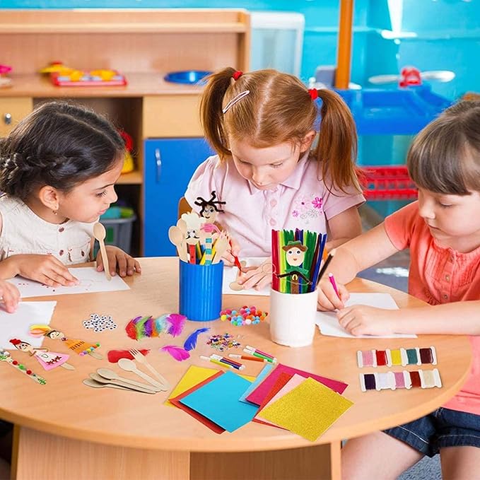 Arts Craft Supplies for Kids, 1000+ PCS Toddler DIY Craft Art Supply Set Include Pipe Cleaners, Pom Poms, Storage Box, 2025 Christmas Holiday Gift for 4-12 Years Old Boys and Girls