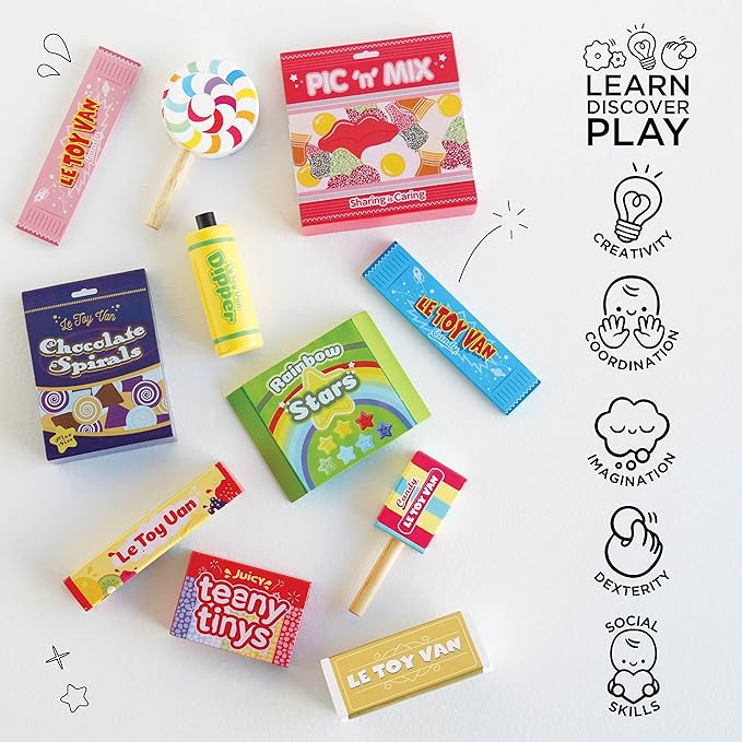 Le Toy Van - Pretend Play Wooden Candy Play Food Set | Kids Role Play Wooden Food Toy | Great As a Gift - Suitable for 2 Years + (TV335)