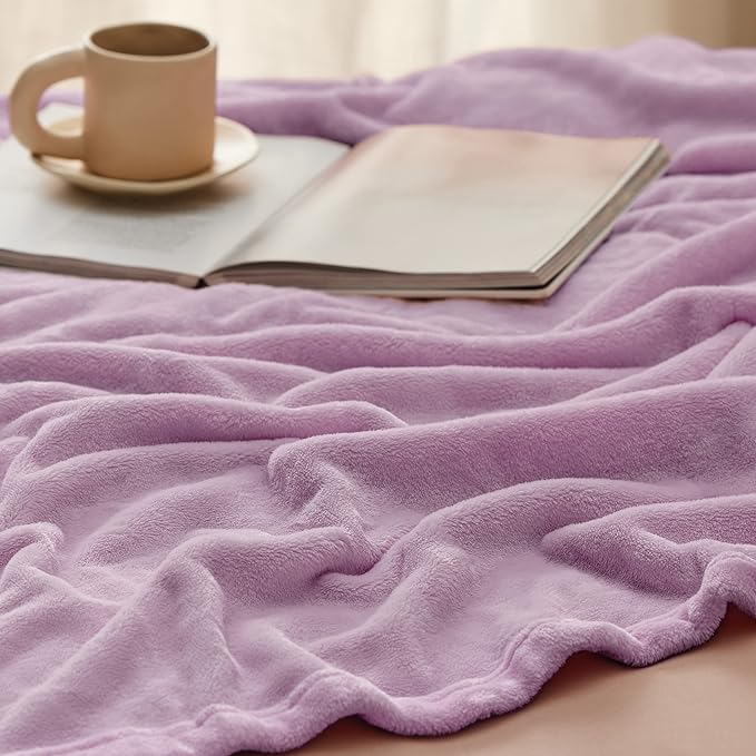 Bedsure GentleSoft Fleece Blanket Twin Size Lilac - 300GSM Lightweight Plush Fuzzy Cozy Soft Warm Blanket for Bed, Sofa, Couch, Travel, Camping, 60x80 inches