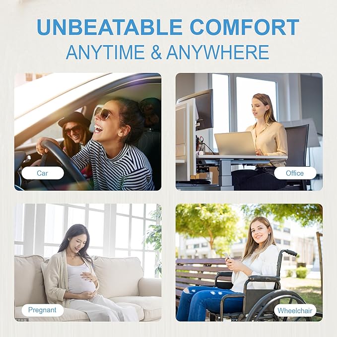 Car Seat Cushion, Comfortable Memory Foam Seat Pillow for Driving, Sciatica-Back Pain Relief, Cushion for Car-Truck, Office, Wheelchair - Mesh Black