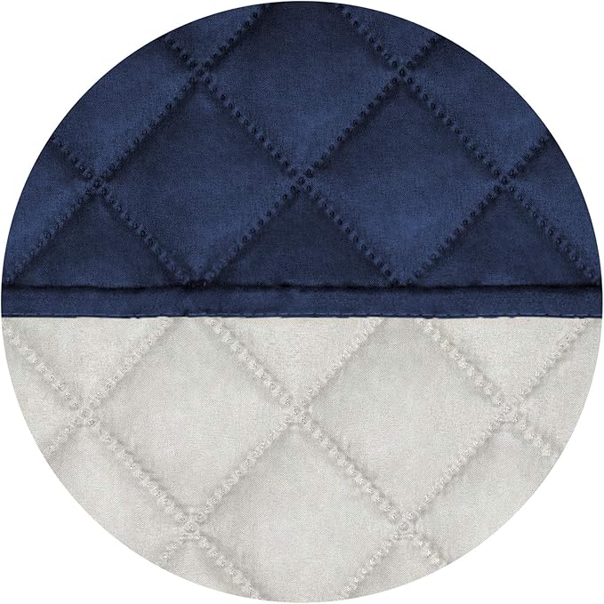 PureFit Reversible Quilted Sofa Cover, Water Resistant Slipcover Furniture Protector, Washable Couch Cover with Non Slip and Elastic Straps for Kids, Dogs, Pets (Oversized Recliner, Navy/Ivory)