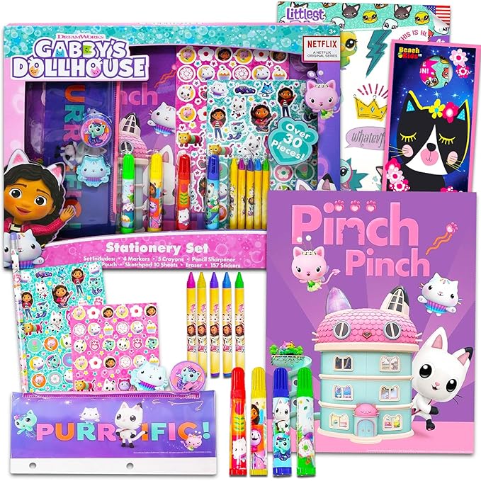 Gabby's Dollhouse Stationery Set ~ 30 Pc Bundle with Gabby's Secret Diary, Tattoos, and More | Gabby's Dollhouse Stationery Art Set for Girls