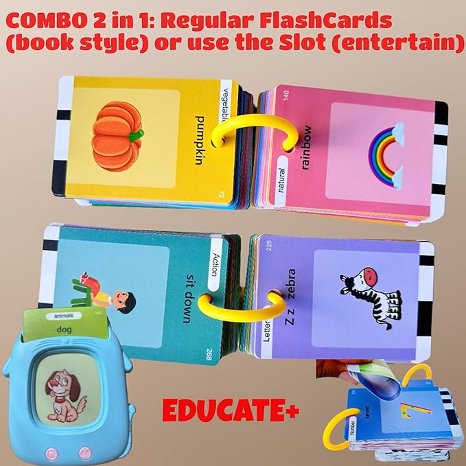 Durable PVC Talking Flash Cards for Toddlers with a Ring to Carry Flashcards Learning Toys with 274 Audible Sight Words Montessori Toys Sensory Toys for Kids with Autism, Speech Therapy See and Say