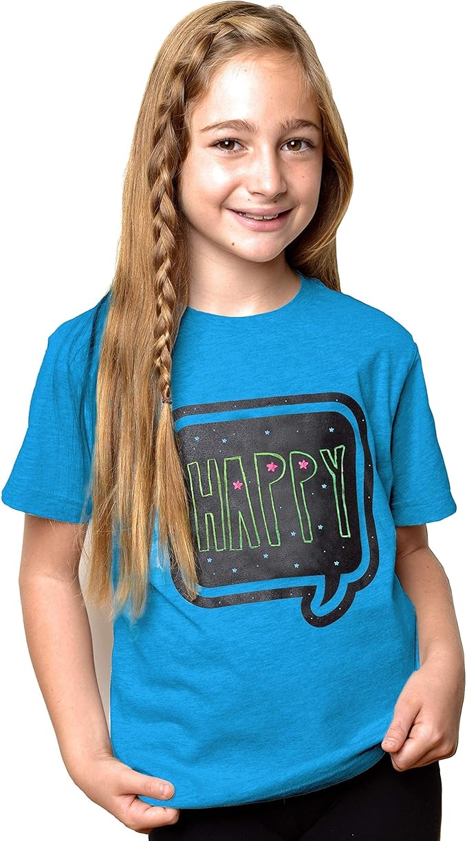 Blue Speech Bubble Chalkboard Short Sleeve T-Shirt Kit for Kids with 3 Markers and 1 Stencil, (Youth Large)