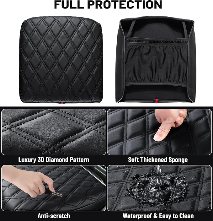 Center Console Armrest Cover for Chevy Chevrolet Silverado/GMC Sierra 2019-2024 2025, Tahoe & Suburban & Yukon 2021-2025, PU Leather Middle Console Cover Protector Pad, Truck Interior Accessories