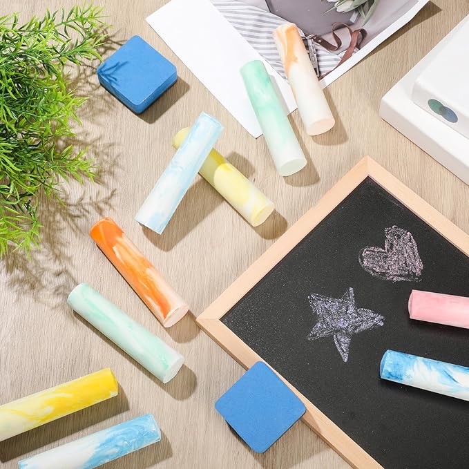 Fulmoon 40 Pcs Jumbo Sidewalk Chalk for Kids Outdoor Art Non Toxic Large Washable Street Chalk for Adults Drawing Painting Graffiti Classroom(Tie Dye,Round Style)