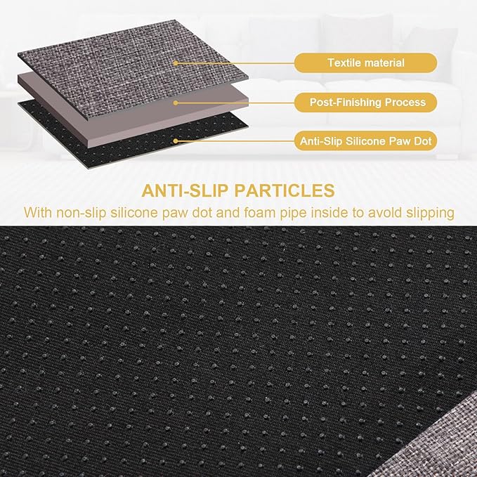 Sofa Armrest Organizer,Non-Slip Remote Control Holders for Recliner Couch,Chair Armchair Caddy with 5 Pockets for Table,Cell Phone,Ipad,Magazines,Books (13x35In, Lightgrey)