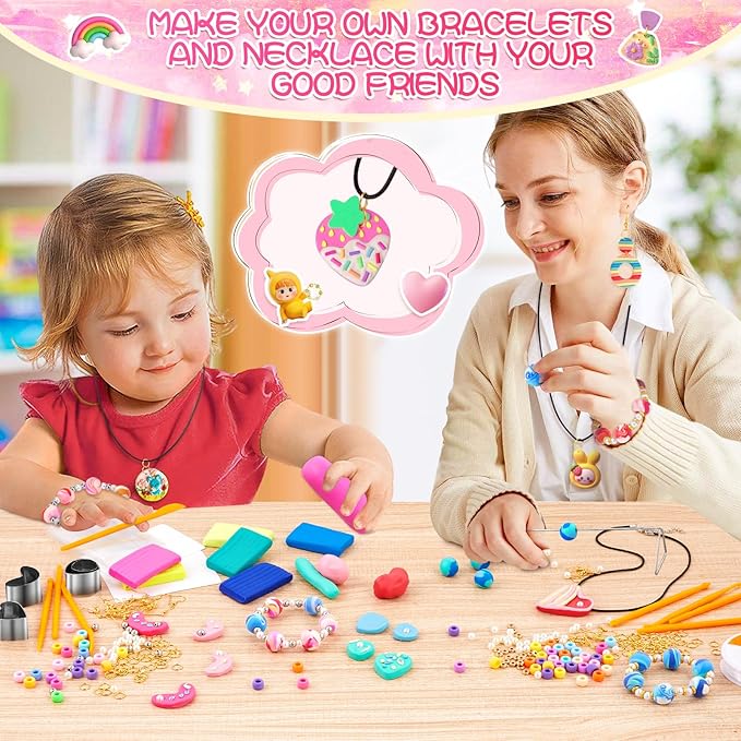 CGBOOM 527Pcs Polymer Clay Earring Making Kits, 3 in 1 Clay Kit Earring and Bracelet Making Kit, Polymer Clay kit for Adults Teens Girls