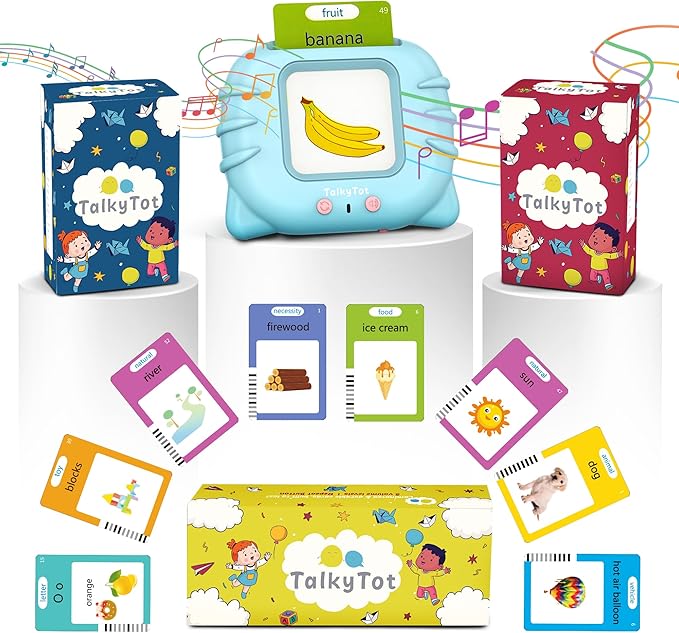 510 Words Talking Flash Cards for Toddlers 1-3, Pocket Speech for Toddlers, Card Early Education Device, Phonics Flash Cards, Word Learning Toys for Toddlers 1-3, Pocketspeech