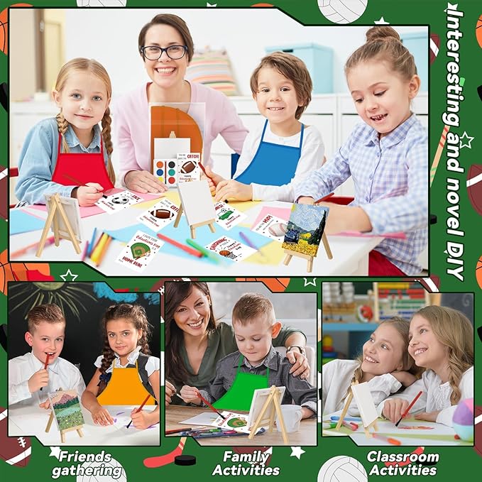 Gosodeny 24 Sets Valentines Watercolor Paint Set Painting Cards Painting Canvas Panel with Wooden Easel Watercolor Paint Painting Brush Kit Valentines Day Cards Packaging Bag Set Gifts