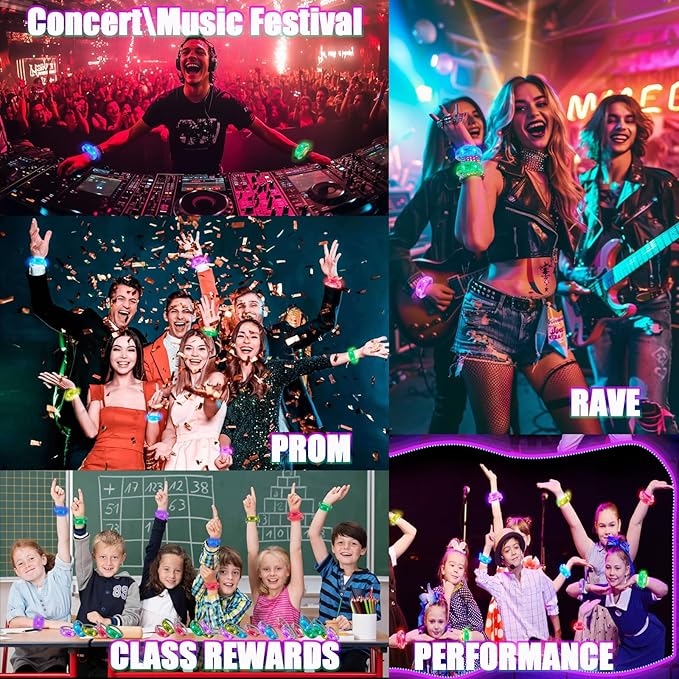 20 Pcs LED Glow Bracelets Sound Activated LED Bracelets Light Up Bracelets Music Control Color Changeable Party Favors for Rave, Concerts,Wedding,Birthday,Carnival,Valentine's Day,Class Reward