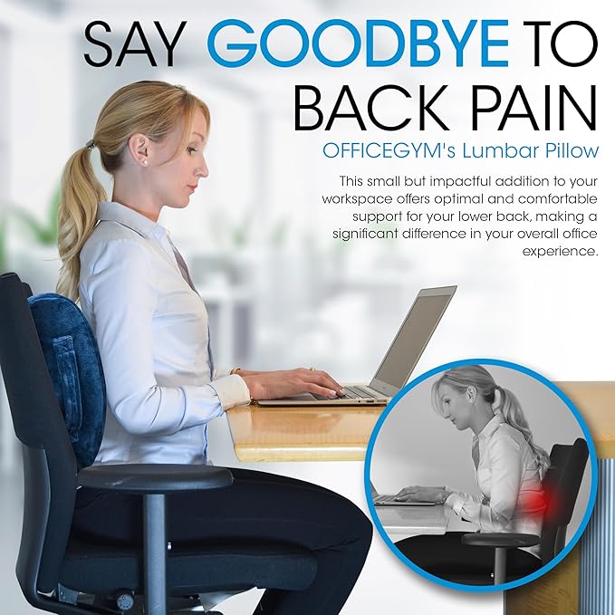 Lumbar Support Pillow – Memory Foam Back Cushion for Lower Back Pain Relief – Ergonomic Lumbar Pillow for Office Chair, Car & Couch – Back Support Pillow for Sitting Comfort