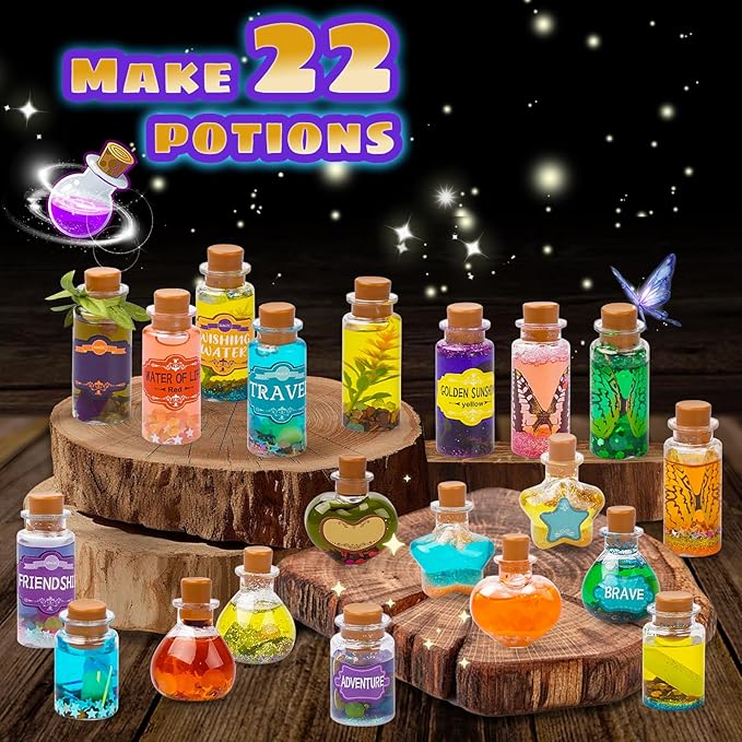 JEEKALO Fairy Potions Kit for Kids, Magic Kids Mix Potion Making kit 22 Bottles, DIY Creative Toy Art Craft Set Christmas Birthday Present for Girls Boys Age 6 7 8 9 10 11 12