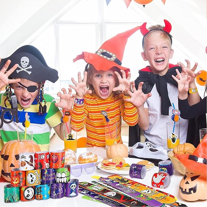 36 PCS Halloween Slap Bracelets Party Favors,Bulk Snap Bracelet Party Favors Supplies for kids&teens Gifts Teacher Classroom School Favors Prizes Exchanging Gift