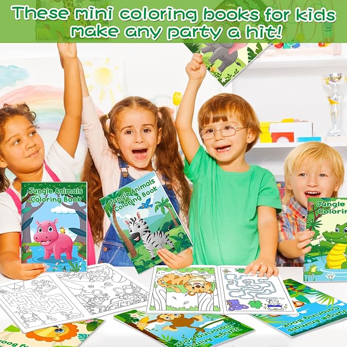 24Pcs Safari Animals Mini Activity Books for Kids Jungle Safari Animals Coloring Books Bulk Lion Elephant Tiger Art Drawing Book for Party Favors Birthday Gifts Goodie Bag Fillers Classroom Supplies
