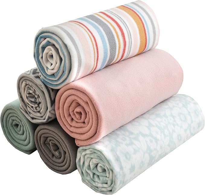 Special SG Glory Fleece Throw Blanket Set Bulk for Travel Kids Outdoor Wedding Pet (Assorted #2, Pack of 6 50x60 Inches)