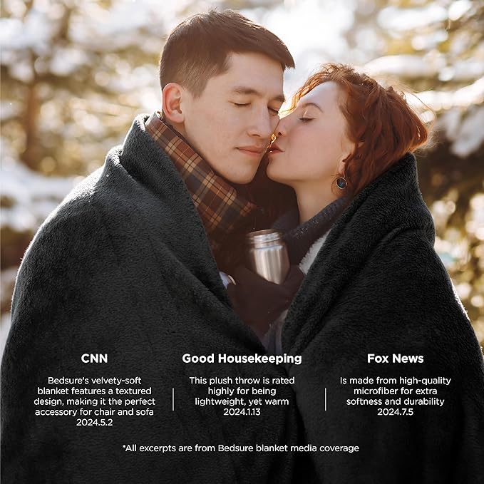 Bedsure GentleSoft Fleece Blanket Twin Size Black - 300GSM Lightweight Plush Fuzzy Cozy Soft Warm Blanket for Bed, Sofa, Couch, Travel, Camping, 60x80 inches