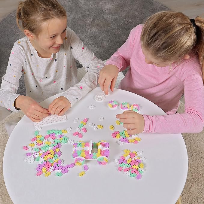 Plus Plus Color Cars Tube, Car Building Block Kit, 3D Puzzle Stem Toy Set for Kids, 200 Mini Interlocking Pieces - Candy