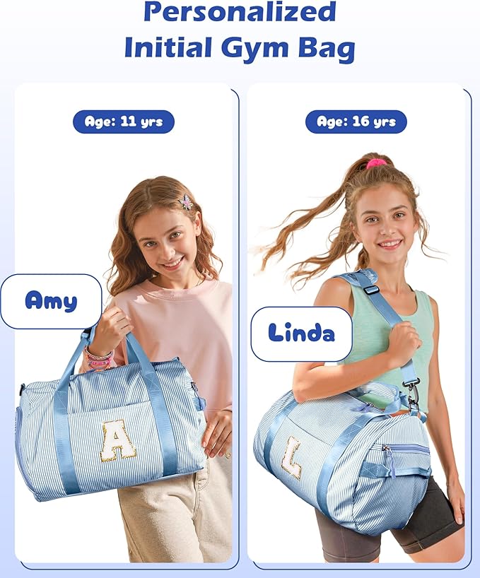 Toddler Birthday Gift, Girls Travel Duffle Bag, Kids Initial Overnight Bags with Shoe Compartment, Customized Weekender Bag with Makeup Pouch, Teen Girl Gifts Trendy Stuff (Letter N)