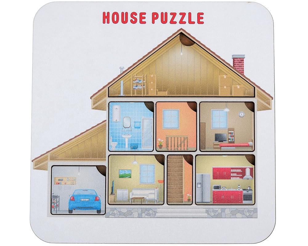 Educational Montessori puzzle, house puzzle for kids, available in your desired language. Kids wooden jigsaw puzzle. Language learning puzzle. Gift for kids. Back to school.