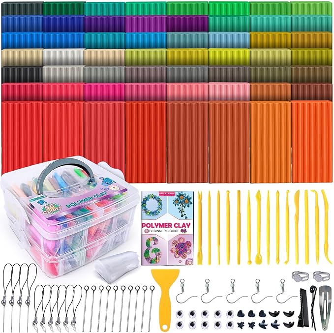 ESSENSON Polymer Clay Kit, 56 Colors Modeling Clay, DIY Oven Bake Molding Clay for Kids with Sculpting Clay Tools and Accessories, Art Craft Gift for Kids