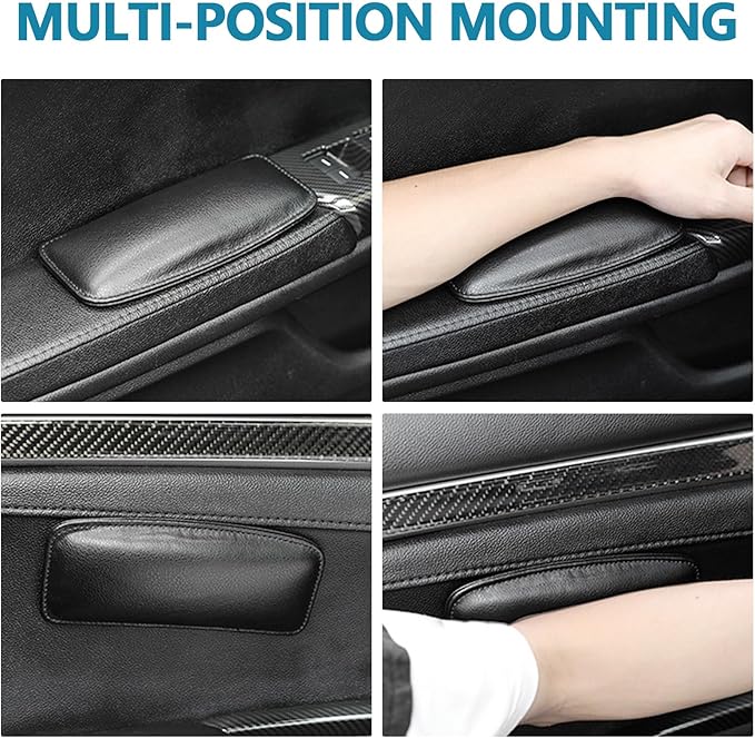 wuyaoyao 2PCS Car Door Armrest Pads, Soft Leather Elbow Pad Arm Rest for Car, Comfortable Car Knee Cushion, Automotive Elbow Leg Thigh Support Cushion Pillow, Interior Car Accessories (Black)