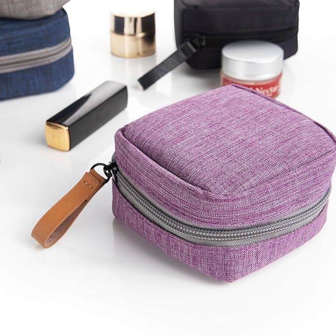 Hekyip Mini Cosmetic Bag, Travel Makeup Pouch, Portable Waterproof Cosmetic Pouch for Ladies Women, Mini (Mini Navy Blue)