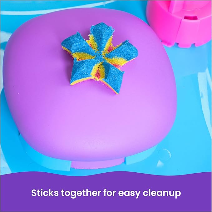 Kinetic Sand, SquishMotion with 1lb Pink, Yellow & Blue Play Sand, Stamper & 5 Tools, Storage Case, Sensory Toys for Kids Ages 5 and up