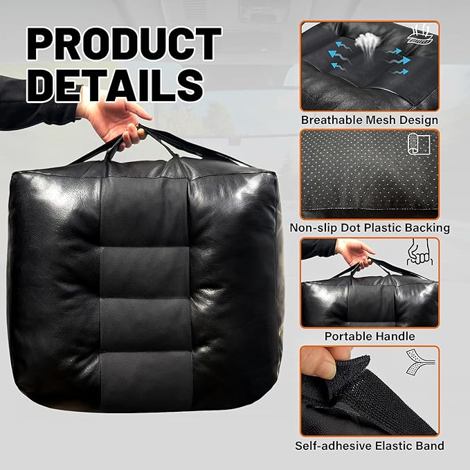 Adult Booster Car Seat Cushion for Office Chair & Driving 17.7"x15.7"x5.9" Thick Car Seat Cushion with Handle & Non-Slip Base Ergonomic Support Improved View