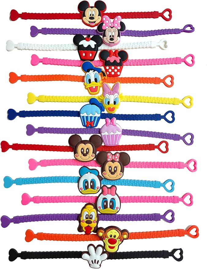 15Pack Rubber Bracelets Wristband Bracelets for Birthday Party Supplies Favors Prize Rewards (15)