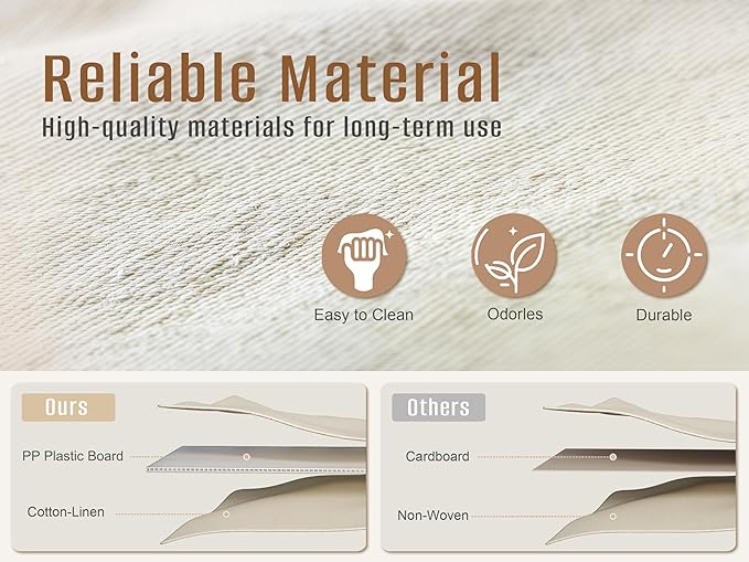 3 Pack Fabric Storage Bins for Shelves | 16.25x12x10in Closet | Collapsible Bins for Organization | Linen Clothes Storage Bins | White & Ivory