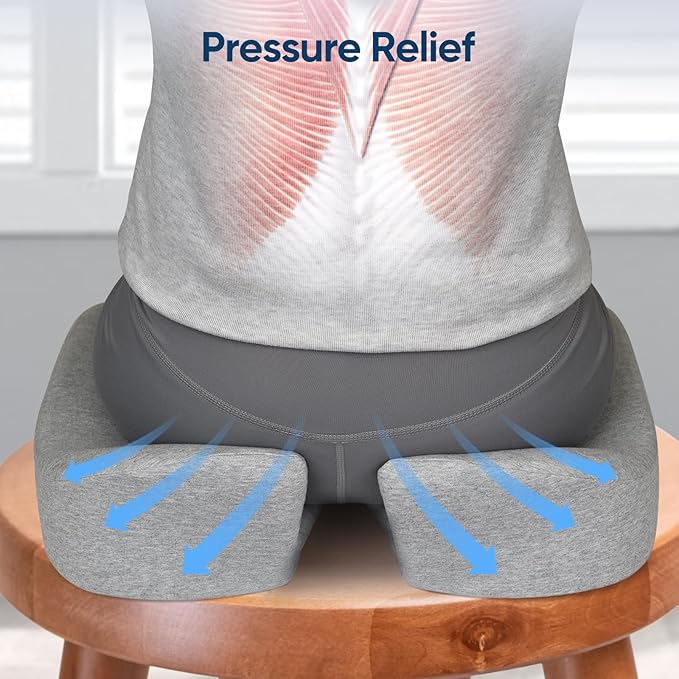 Gel Seat Cushions for Office Chairs Tailbone Pain Relief/Pressure Relief/Sciatica Pain, Memory Foam Breathable Chair Cushions for Back Pain/Butt Pillow Fits Computer Chair/Car/Wheelchair