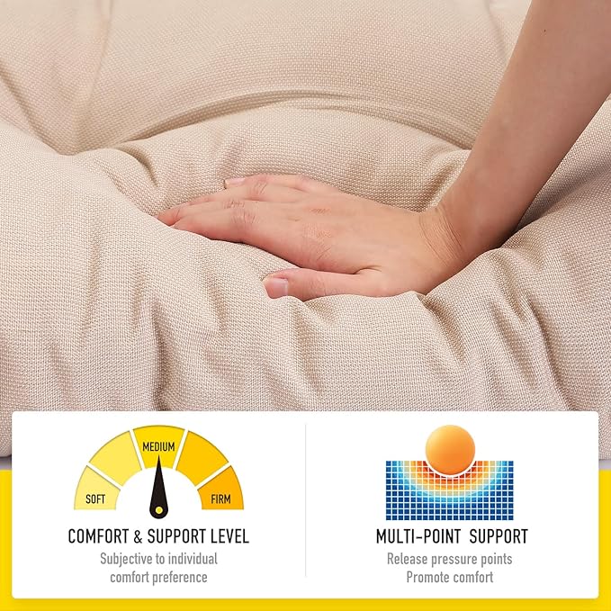 SUNROX LokGrip Non Slip Tufted Memory Foam Bench Cushion, FadeShield Water Resistant Durable Thicken Outdoor/Indoor Bench Seat Pads 59x16x4 inch, Husk Birch