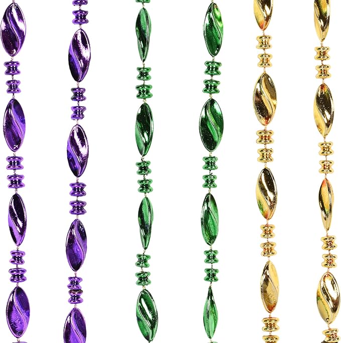 Beistle 24 Piece Swirl Mardi Gras Beads Party Favors Necklaces for New Orleans Parade