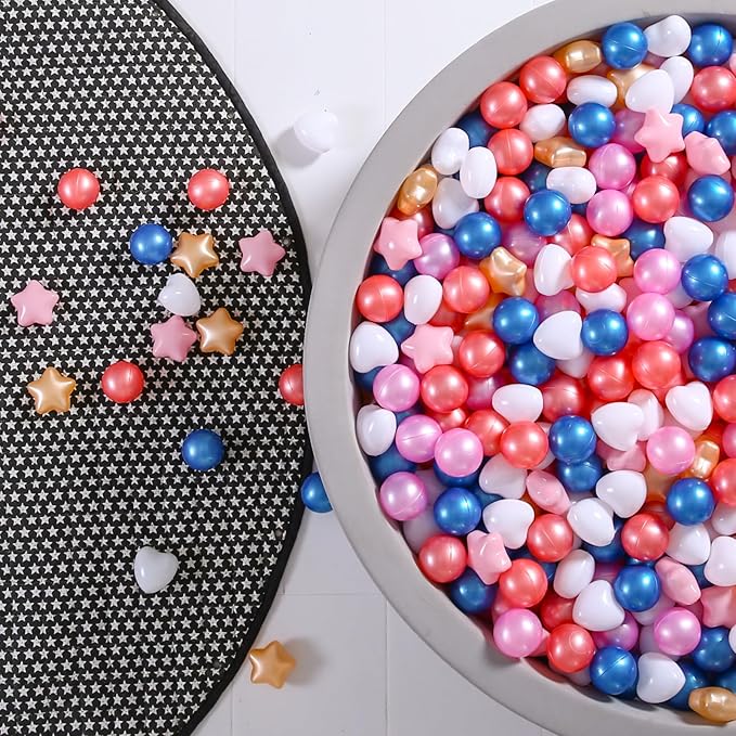 GOGOSO Shape Ball Pits Balls, Star Heart Plastic Play Balls for Toddlers Kids Children, DIY Giant Friendship Bracelet Banner