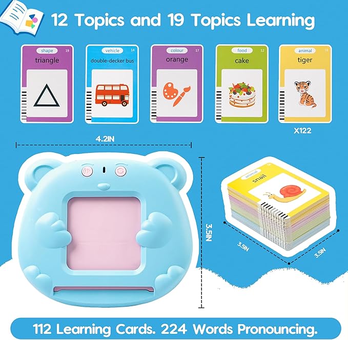 BELLOCHIDDO Talking Flash Cards with 224 Sight Words - Montessori Toys, Sensory Toys for Autistic Children, Toddler Toys, Kids Toys Age 1 2 3 4 5 Years Old Boys & Girls, Speech Therapy Toys