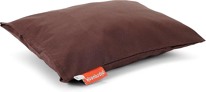 Pipsqueak Small | Tiny | Mini Pillow with Name Tag - 11in x 7in x 2.5in - Machine Washable - White Pillow with Personalized Brown Case