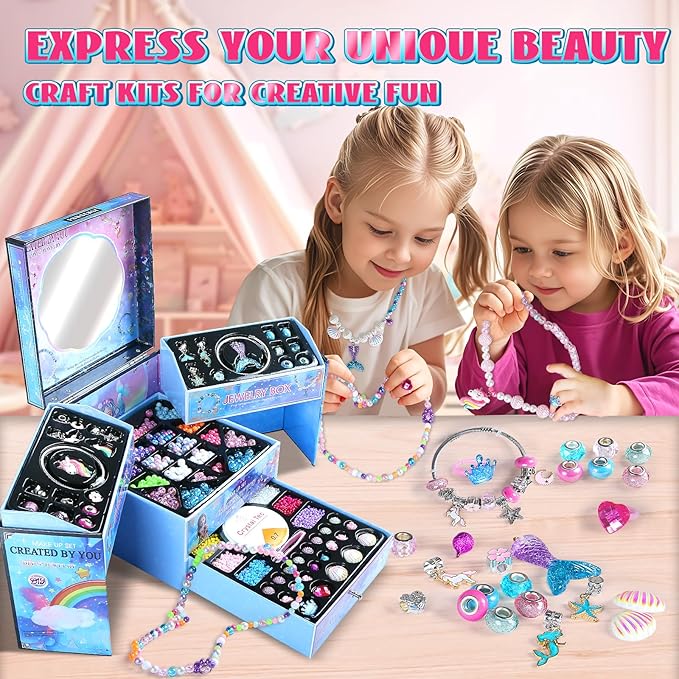 FUNSENLY 2000pcs Charm Beads Bracelet Making Kit for Girls, Jewelry Making Kit for Girls 4-6 8-12, Valentines Day Gift for Kids Girls, Arts and Crafts Girls Toys for Kids Age 4-8 8-12