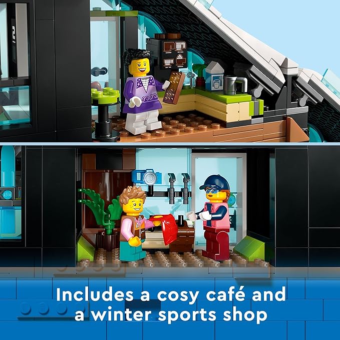 LEGO City Ski and Climbing Center 60366 Building Toy Set, 3-Level Building with a Ski Slope, 8 Minifigures and 2 Animal Figures for Imaginative Winter Sports Play, Christmas Toy for Kids and Ski Fans