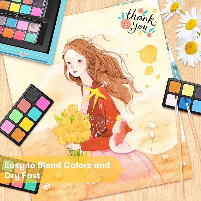 iBayam Arts and Crafts Gifts for Kids 6-14 Year Teens Boys Girls Christmas Gifts, 150-Pack Art Set Kits with 2 Sketch Pads, Coloring Book, 24 Colored Pencils, 24 Oil Pastels, 24 Watercolor, 60 Crayons