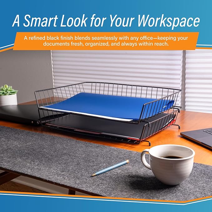 Ruby Paulina 11x17 Wire Basket Desk Tray Black